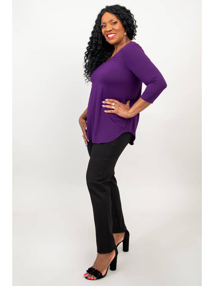 Blue Sky Clothing Co LLC – Túnica - Mulher por atacado – Jackie 3/4 Top, Royale, Bambu1