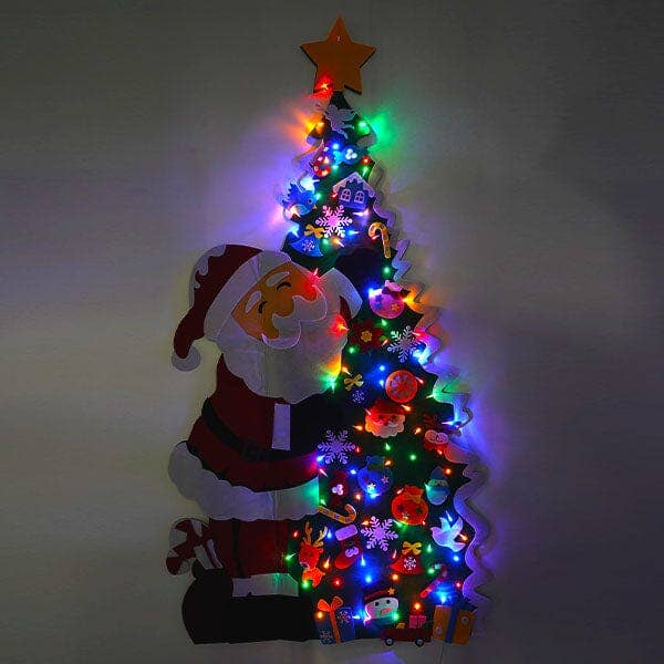 Showcase - Wholesale Christmas Decoration - FunkyFir DIY 63" Felt Christmas Tree Wall Hanging w/ LED Lights & Ornaments4