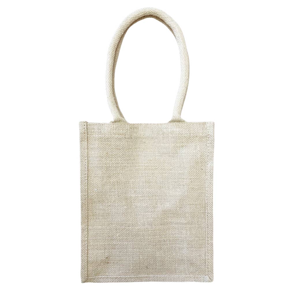 Naturale Borsa tote piccola in juta personalizzata con logo/testo in vendita all'ingrosso su Faire1