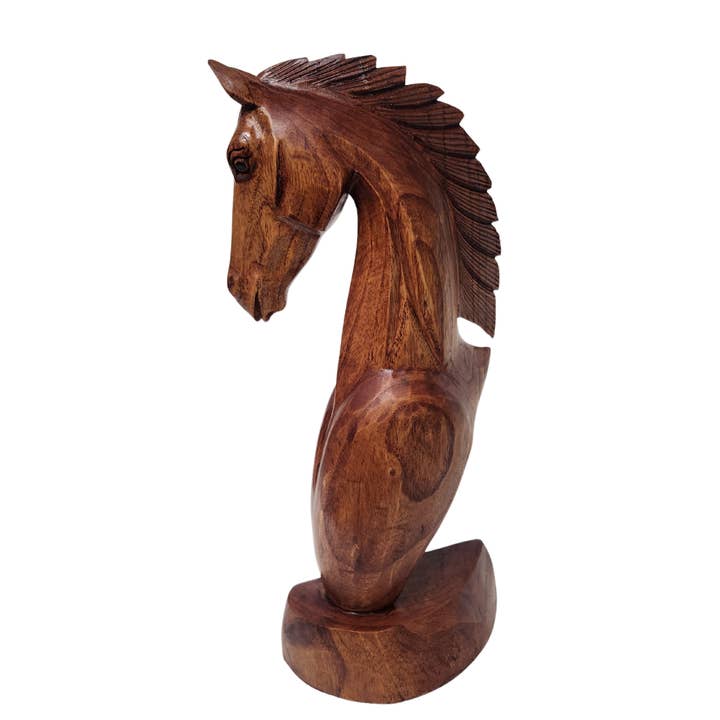 White Elephant - Wholesale Decorative Figurine - 20" Horse Head Bust Solid Wood1