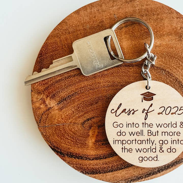 Class of 2025 Wooden Keychain | Graduation Keychain for wholesale by Knotty Design Co.
