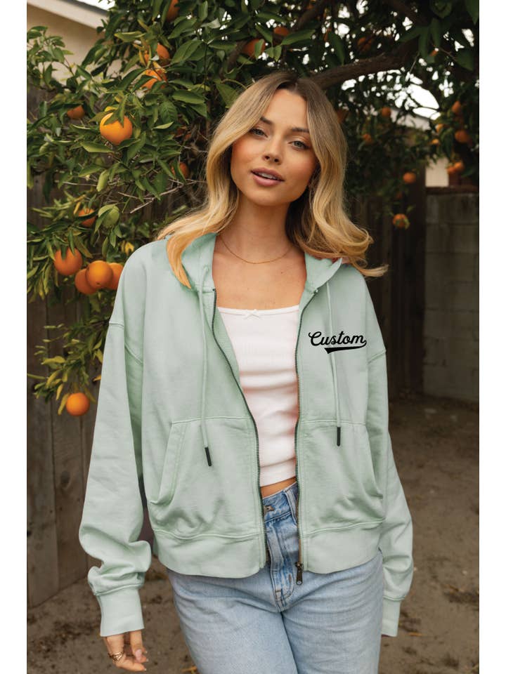 OAT COLLECTIVE - Wholesale Jacket – Women's - CUSTOM Cropped Mineral Zipper Hooded Pullover 4