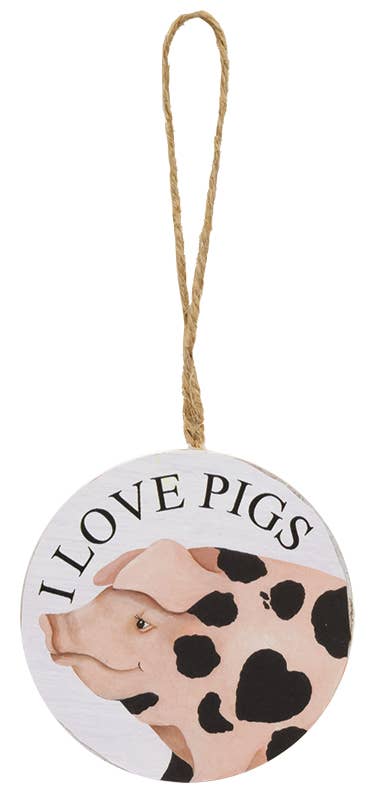 The Hearthside Collection – Großhandel Verzierungs-Set – Rundes Dekoelement mit Aufschrift „I Love Farm Animals“, 4 verschiedene3