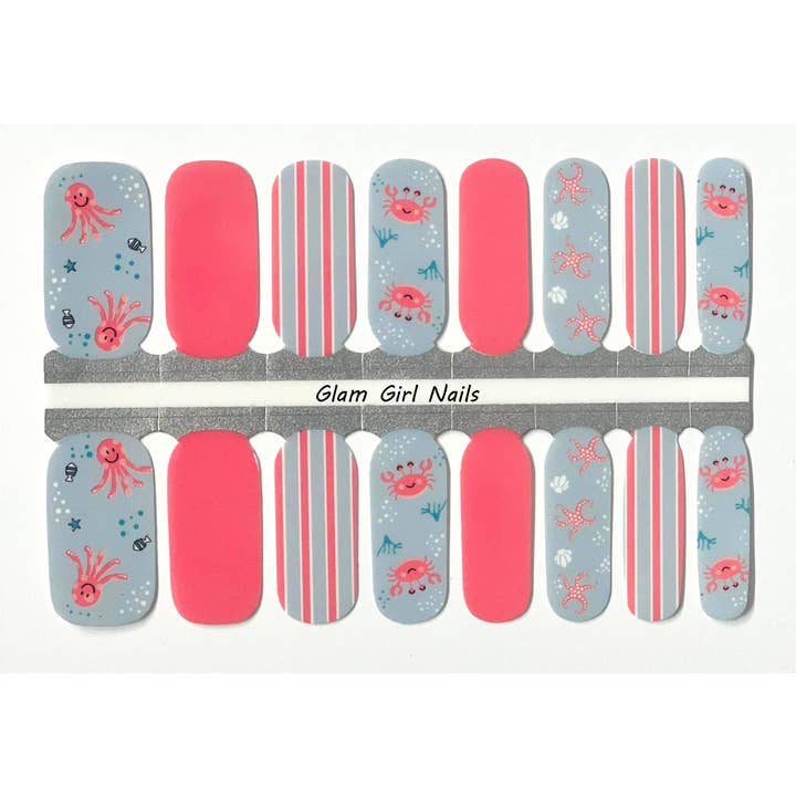 Wraps pour ongles I'm Crabby Summer pour la vente par Glam Girl Nails