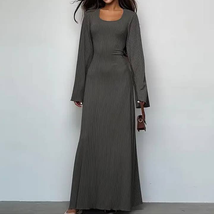 Lily Clothing - Wholesale Dress - Women's - Long sleeve high waist thread skirt with flared back