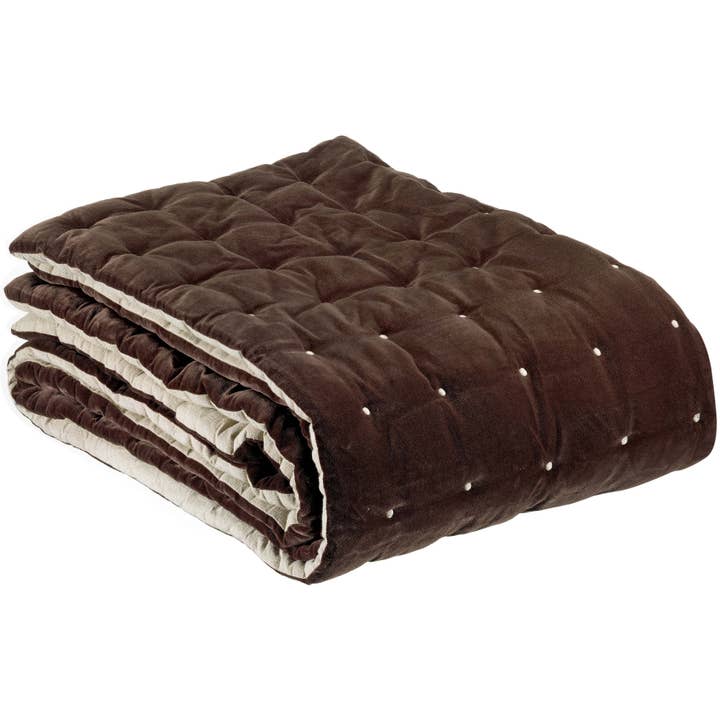 Elise Eben ensfarvet sengetæppe 90 x 240 for engroshandel hos Maison Vivaraise & La Cerise sur le Gâteau