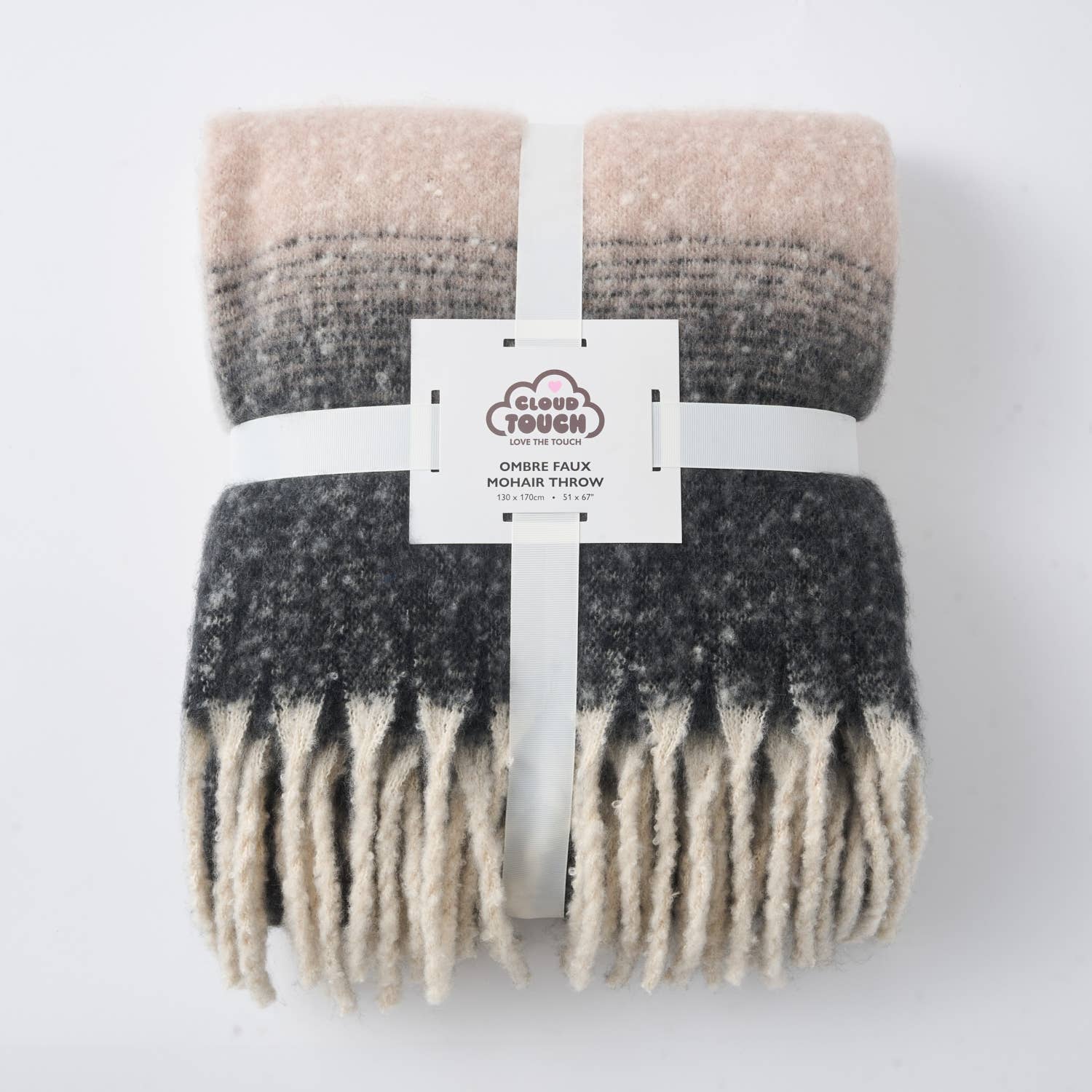 Allure Bath Fashions – wholesale Prydnadsfilt – Ombre Faux Mohair Pläd - Mjuk Franskantad Filt (Grön, Grå)0