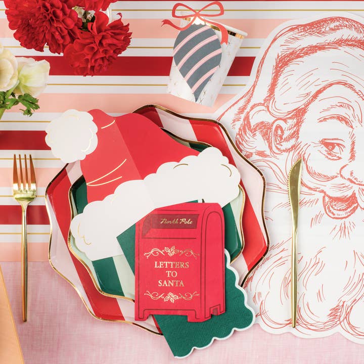 Gatherings by Curated Paperie - Wholesale Disposable plate - HOL24-DP1- Green Holiday Stripes Dessert Plates1