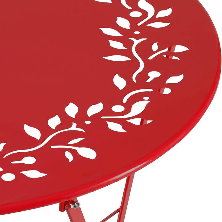 Indoor Outdoor 3 Piece Folding Bistro Set Red Table Chairs for wholesale on Faire9