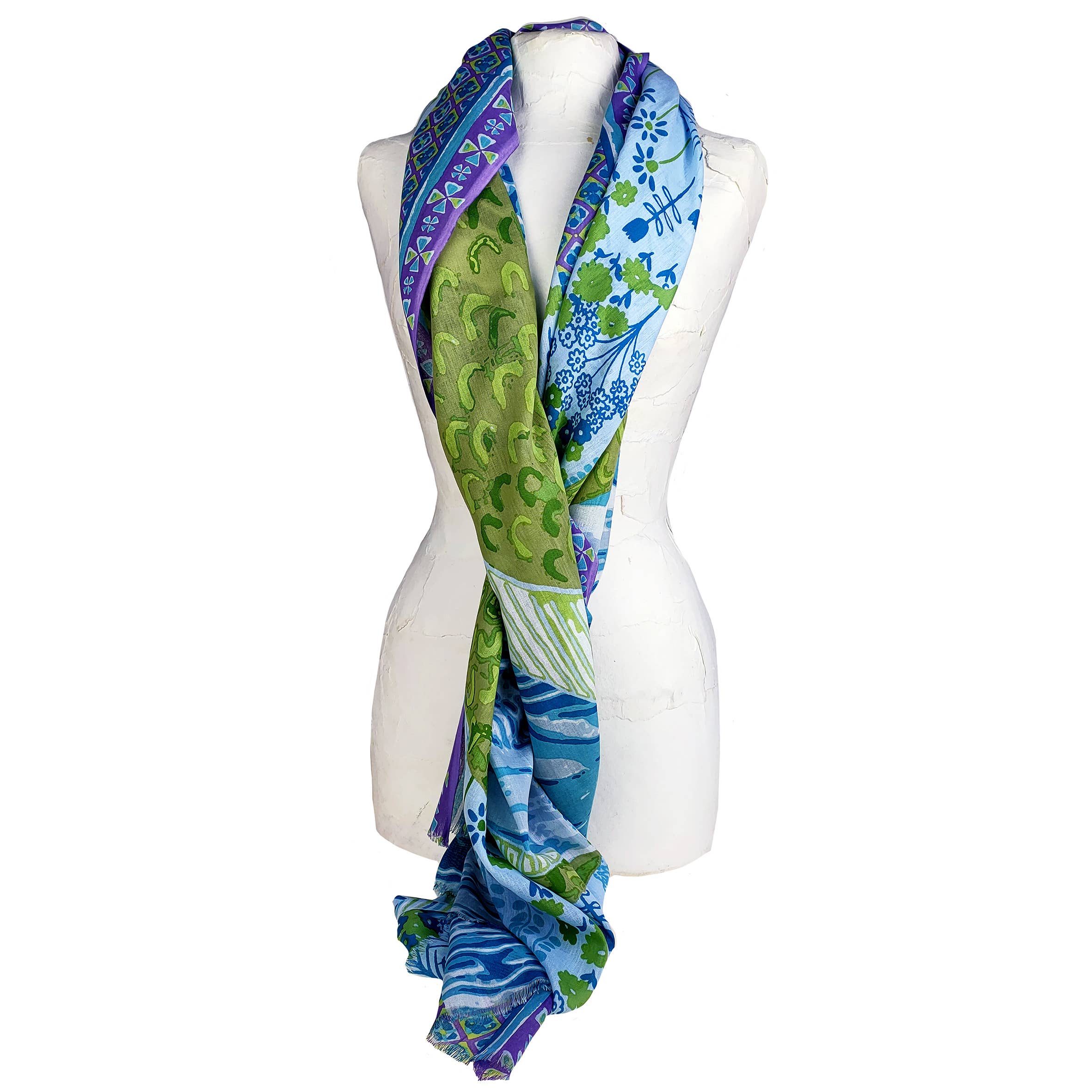 Supplement D'AM - Wholesale Scarf - Women's - Crocodile, flowers, and pastel water patterned cotton pareo stole7