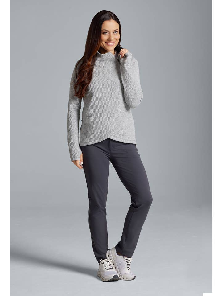 IBKÜL - Wholesale Sweatshirt - Women's - Solid Popcorn Stitch Asymmetrical Zip Pullover 2.016