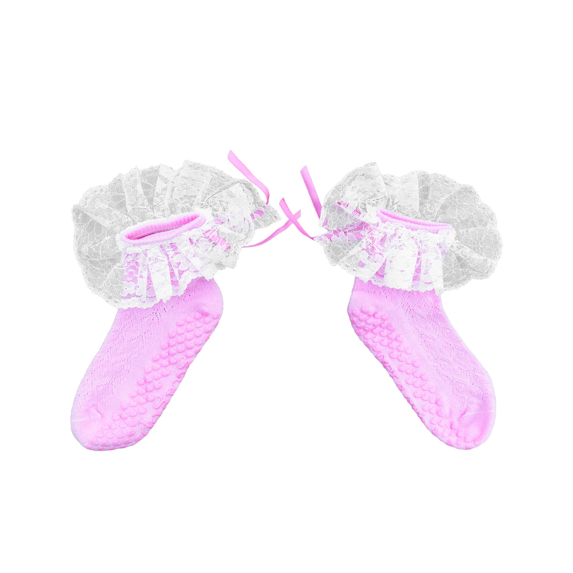 Get A Grip Socks Co - Wholesale Socks - Women's - Pink Lace Grippy Socks
