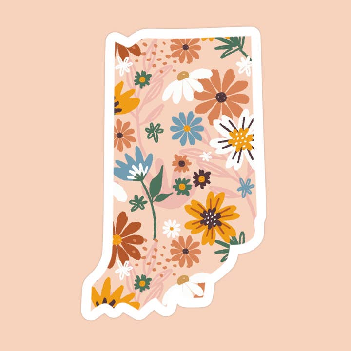 Indiana Floral State Sticker for wholesale by The State Stickers