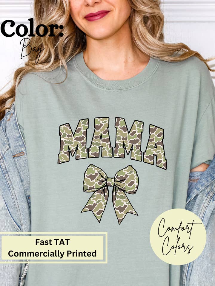 MVP Tee Shop Wholesale - Wholesale T-Shirt (Graphic) - Women's - Mama Camo Bow Comfort Colors Tee