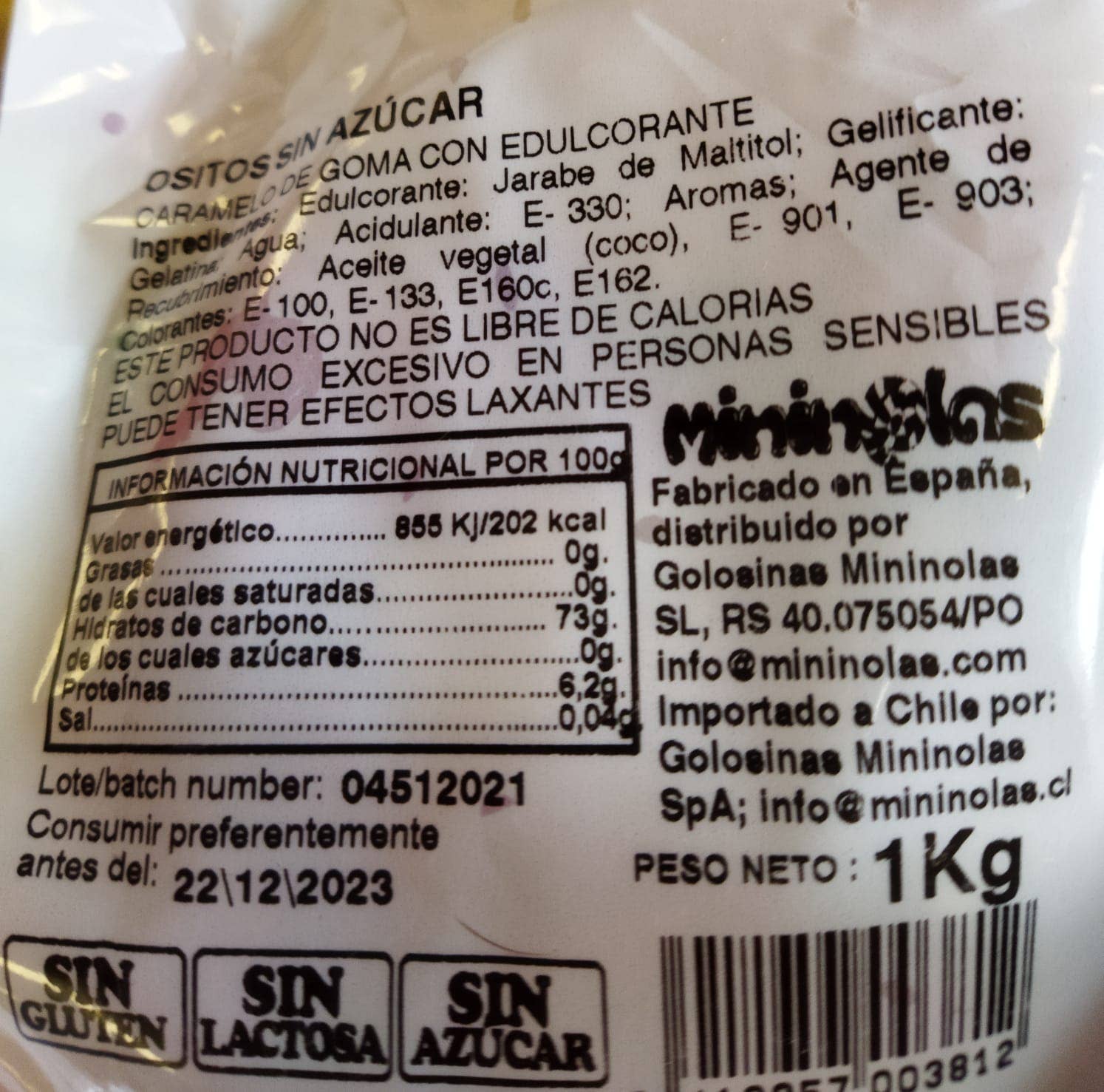 Minimelis - Wholesale Gummy - Bears 1kg without sugar, and without allergens1