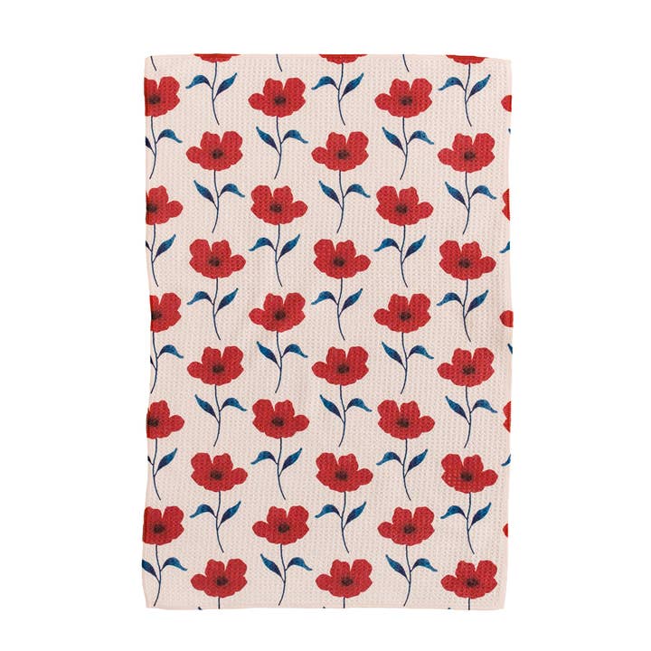 Red On Pink Poppies Hand Towel for wholesale by UNRAKD