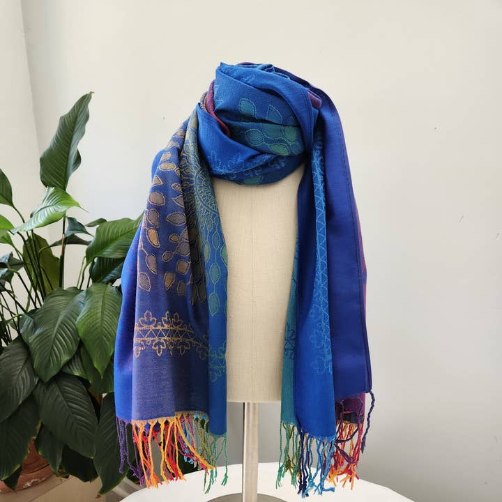 Women Aztec Design Shawl, Lightweight Rainbow Colors Jewel for wholesale by Sierra Socks