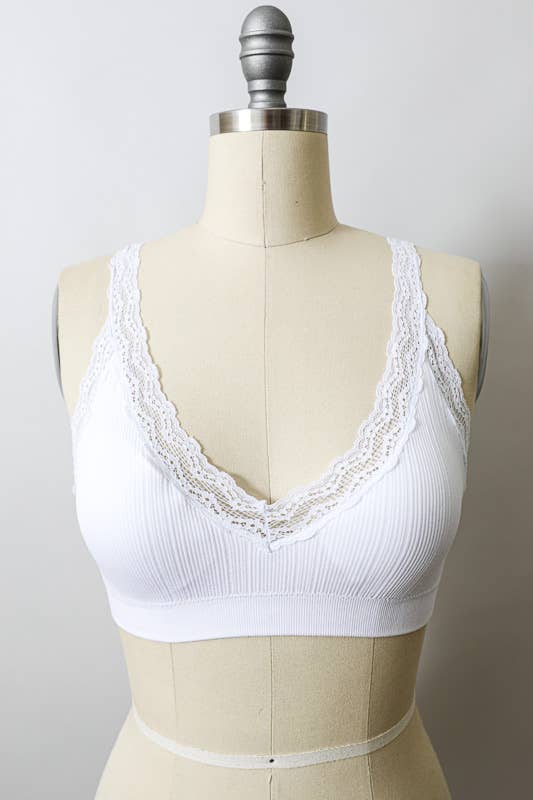 Leto Accessories - Wholesale Bralette - Women's - Lace Trim Padded Bralette - Romantic Lace Trim15