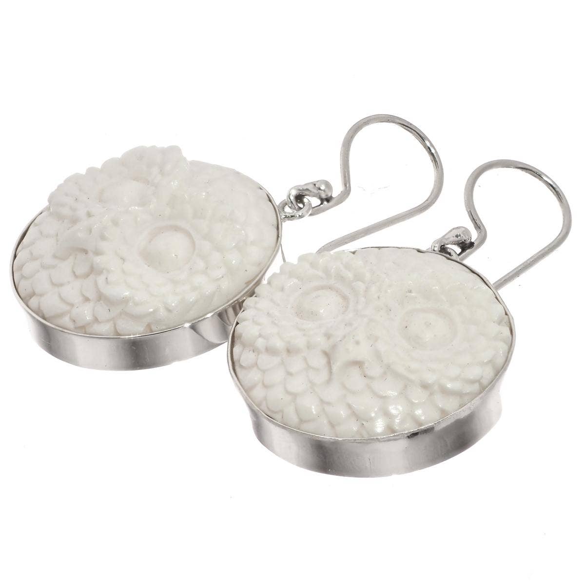 FifiRose – Engroshandel Hængeøreringe og creoløreringe – 925 sterlingsølv håndskåret ugleansigt bison bison benudskæring ørering, 3/4"1