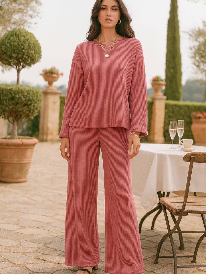 4594 Ensemble Haut à Manches Longues Côtelé Chic Écarlate & Pantalon et Ensemble de Pantalon 5635 pour la vente par LTX Sportswear