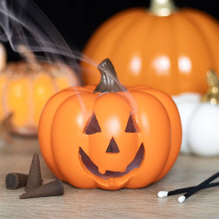 Something Different Wholesale - Wholesale Incense Holder - Orange Halloween Pumpkin Incense Cone Holder