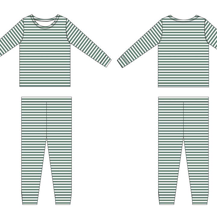 Ensemble en bambou à rayures vertes pour la vente par Jensens Jammies