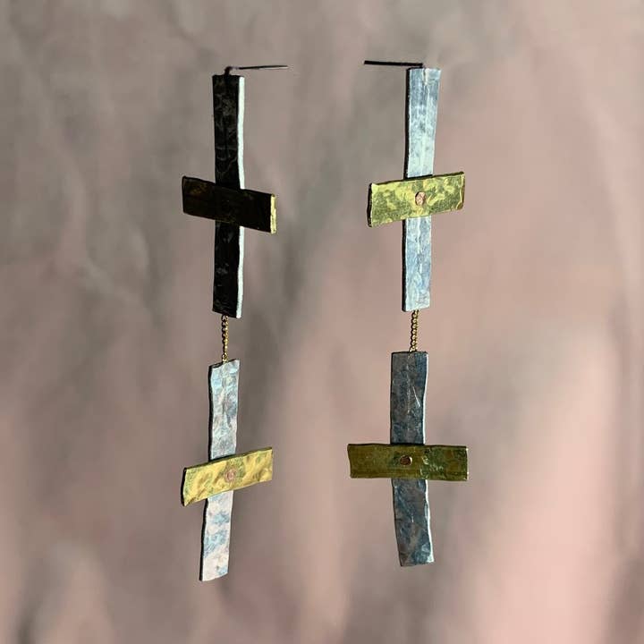 Double Cross Earrings for wholesale by Kate Trouw