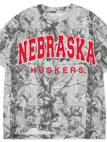 Nebraska Huskers Filled Gault Black/White Camo Tee for wholesale by LivyLu