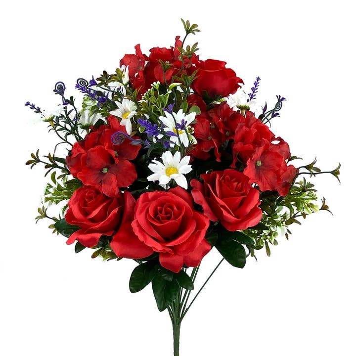 General Wholesale Inc - Wholesale Artificial Flowers - 22 in Rose Hydrangea Daisy Bush x18 - 63172RDCM