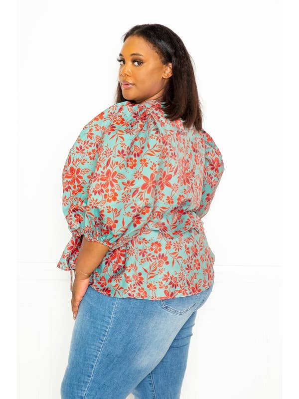 MULTI VOLUMINOUS TOP WITH WAIST TIE for wholesale on Faire1