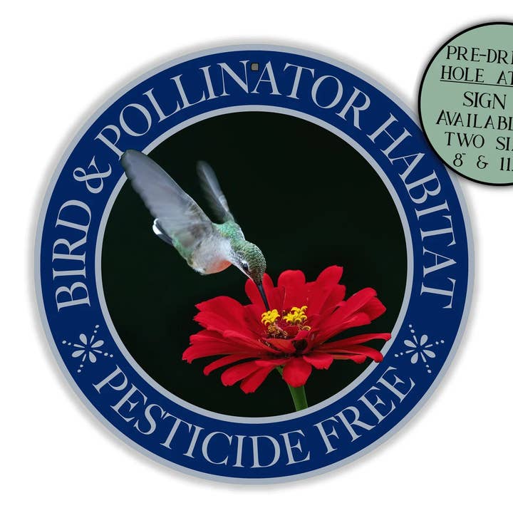 Bird & Pollinator Habitat Pesticide Free Hummingbird Sign for wholesale by Swanky Bazaar