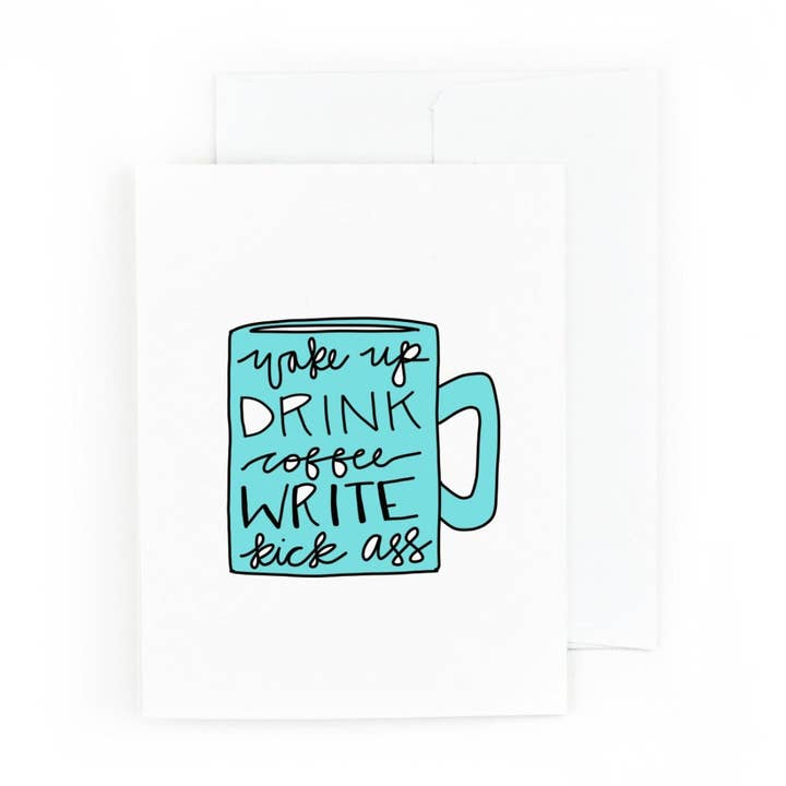 Writer's Mug Greeting Card for wholesale by Pretty Peacock Paperie - Women's Empowerment