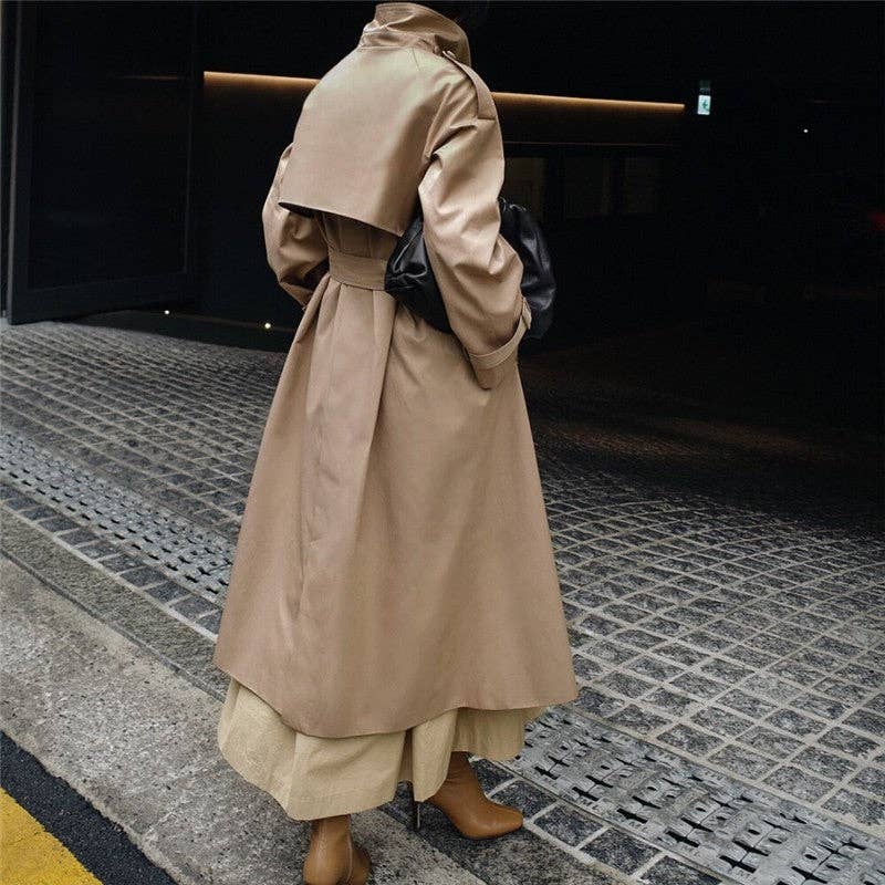 UZ Wholesale Store – wholesale Trenchcoat - Dam – Långärmad enfärgad trenchcoat med slips5