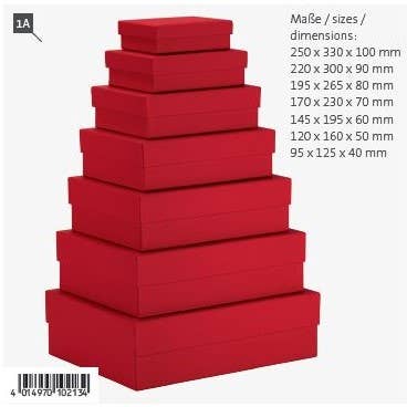 Basics, Red - Set of 7 Rectangular for wholesale by Rössler Papier