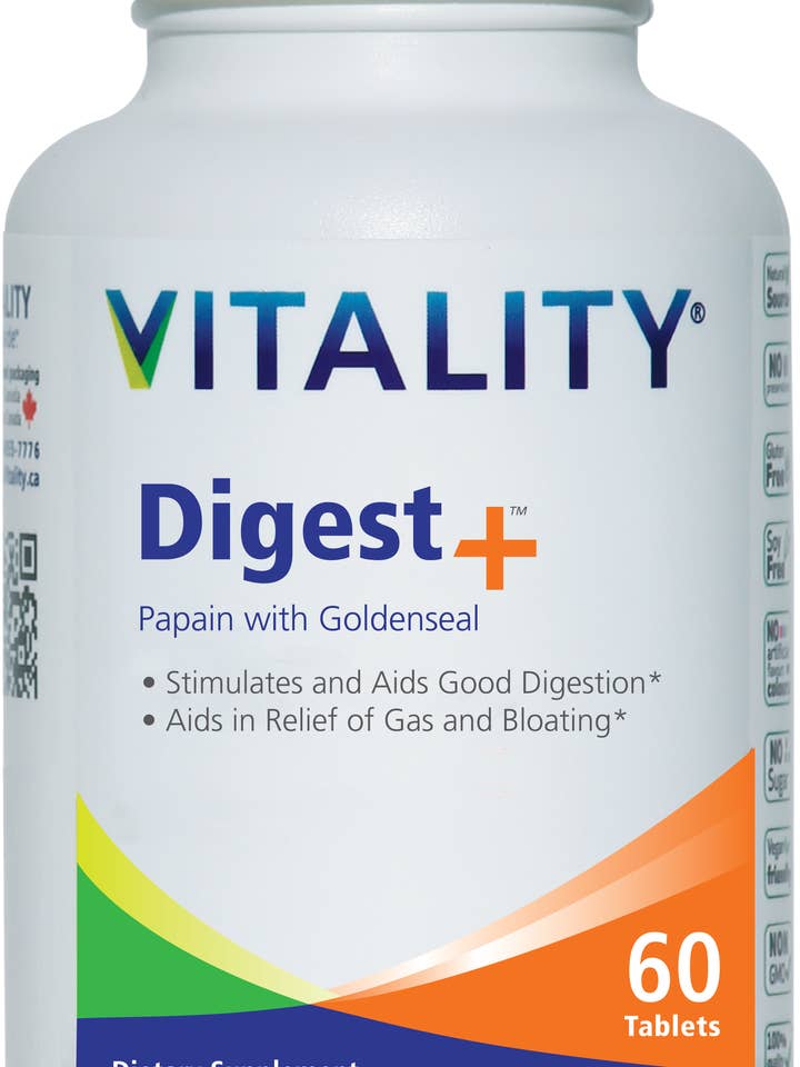 Digest+ | Papain and Goldseal for gas and bloating relief for wholesale by Vitality Products USA