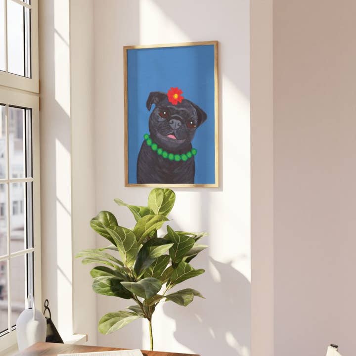 Fun Dog Print Limited Edition Print Black Pug Dijon for wholesale by Pup Goes The Easel