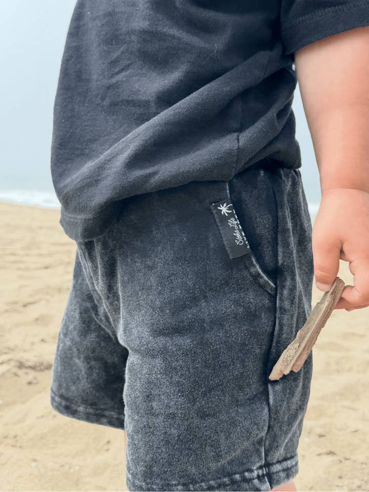 Acid Washed Black Shorts for wholesale by Tuck & Char Co.