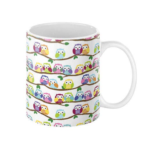 Sharptooth Snail - Wholesale Koffiemok - Kleurrijke koffiemok met uilen op takken