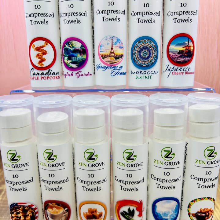 The Zen Grove Inc - Wholesale Face & body wipes - Moroccan Mint Compressed Towels1