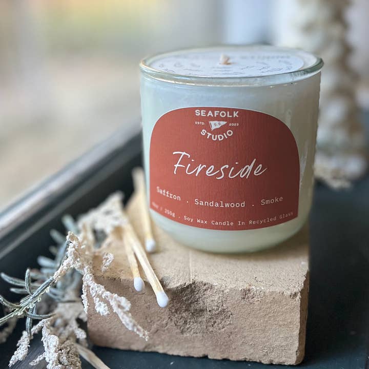 Fireside Candle. Fall Soy Candle. Eco Friendly. New England for wholesale by Seafolk
