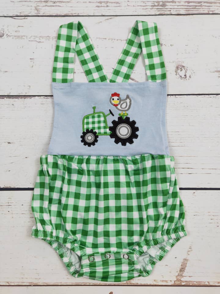 Chicken Tractor Appliqué Boys Bubble pour la vente par sassy kids palace