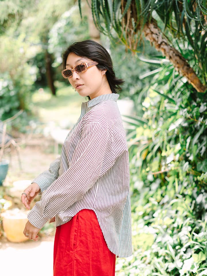 Nettle Studios - Wholesale Button Down Shirt - Unisex - Size Inclusive Plus Size Long Sleeve Button Up Striped Linen18