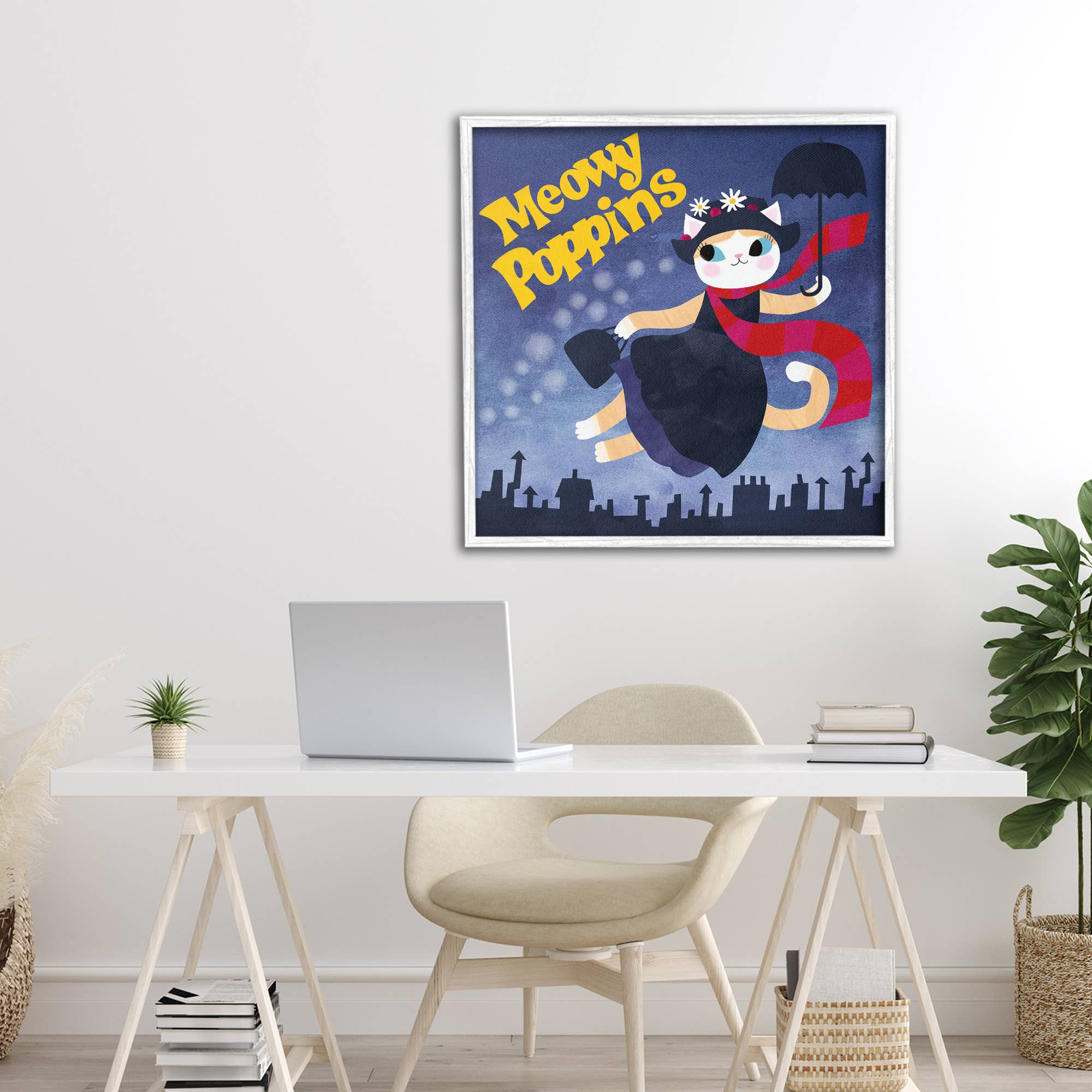 Stupell Industries - Wholesale Wall Sign - Meowy Poppins Cat Parody - Framed Wall Art6