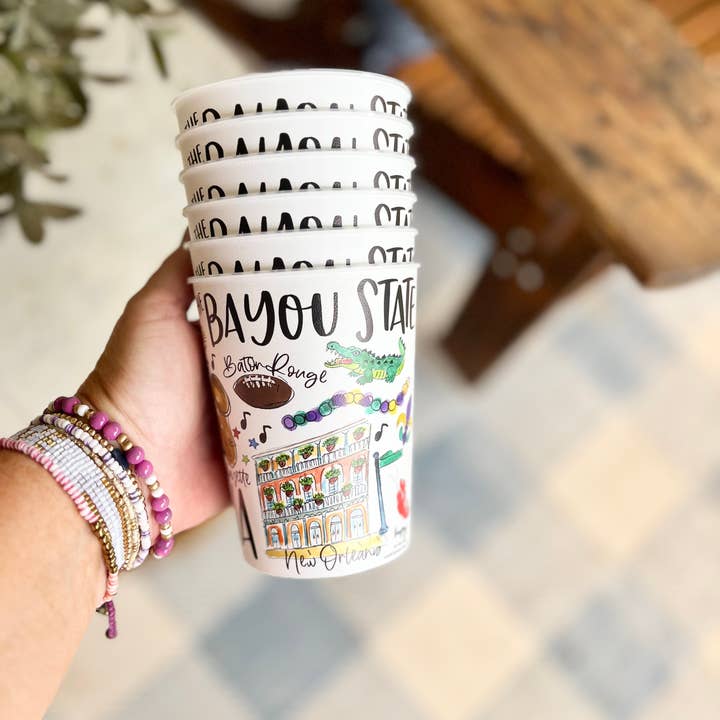 Happy By Rachel, LLC - Wholesale Disposable Cup - State of Louisiana Reusable Party Cups, state pride3