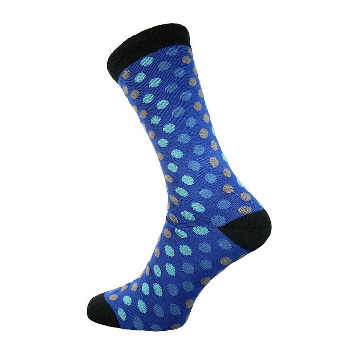 Chaussettes en bambou à pois bleus pour la vente par GEMJAR LTD