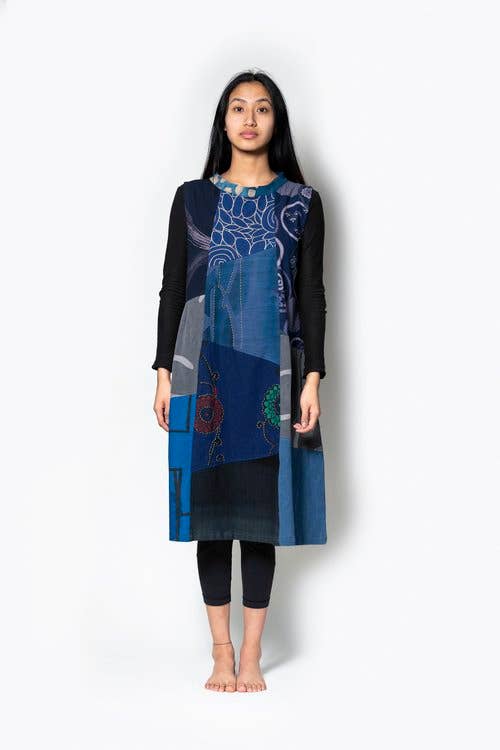 YAZA – wholesale Dress – Women's – DJ17169 Kasur Batik Dress - Blue