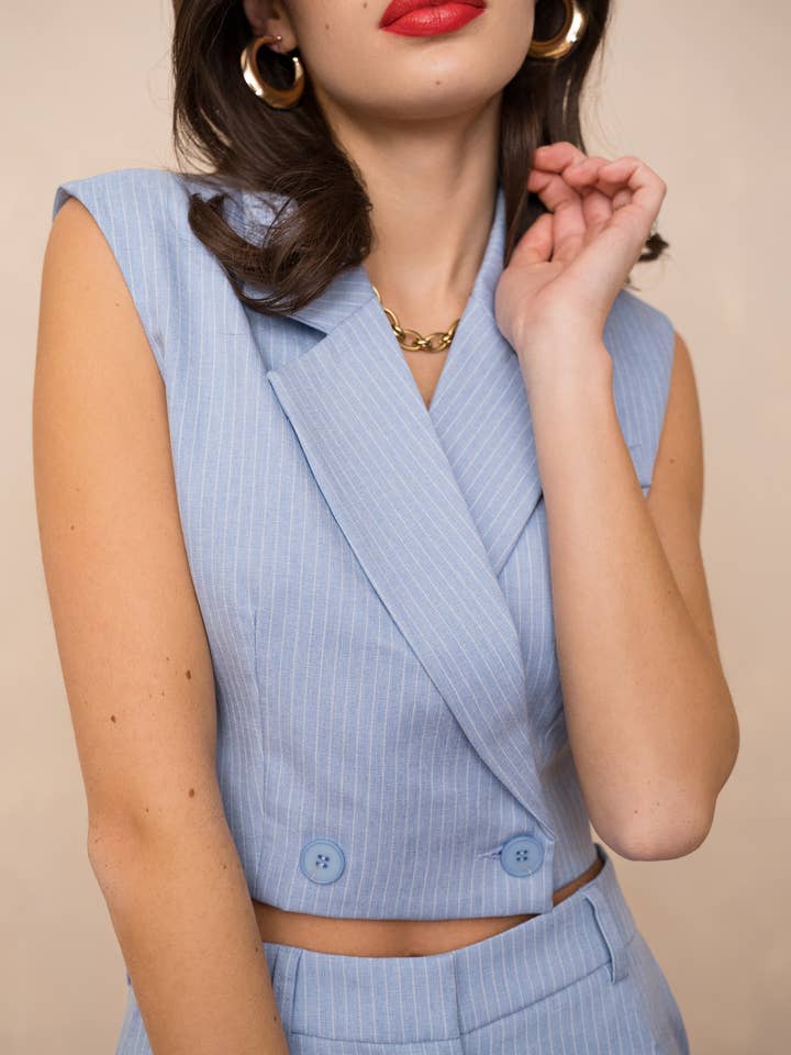 LULUMARY - Vendita all'ingrosso Blazer - Donna - Blazer senza maniche a righe V33134