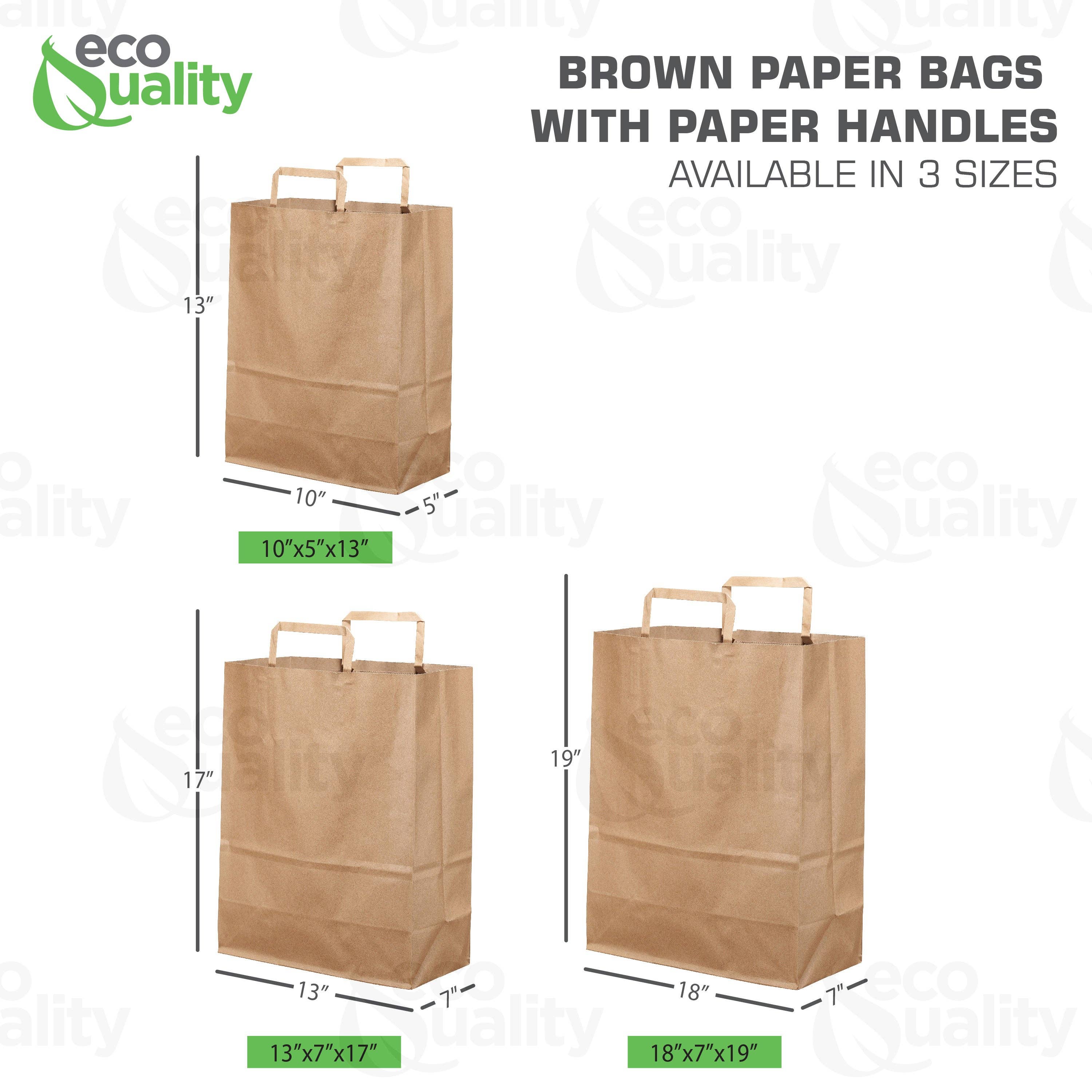 EcoQuality - Wholesale Gift Bag - 13"X7"X17" Large Kraft Paper Gift Bags w/Paper Handles Brown3