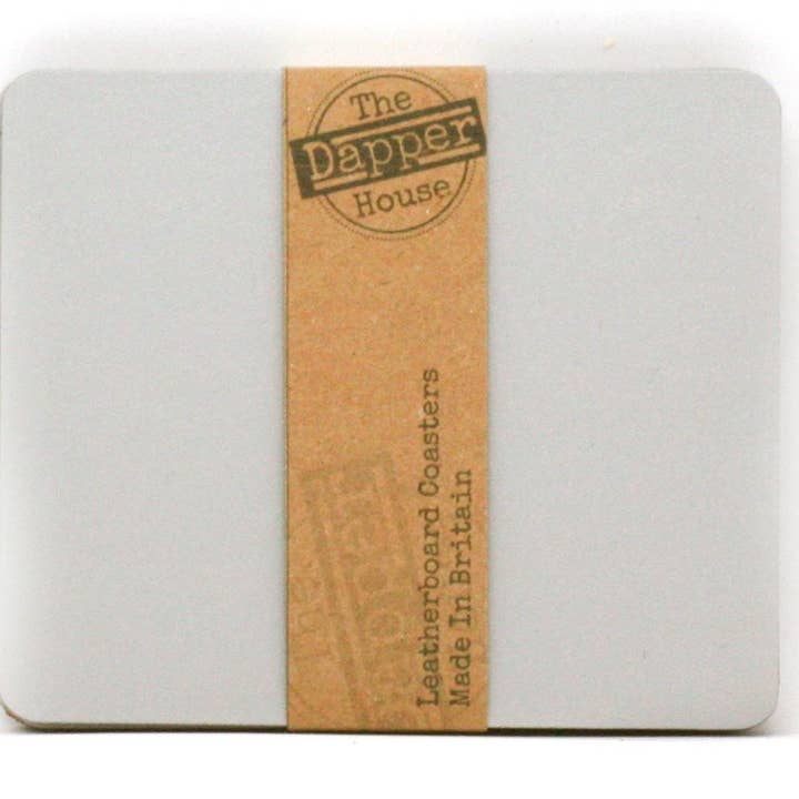 Set of 6 Elementry Grey Leatherboard Coasters - Made in UK 1 for wholesale by The Dapper House