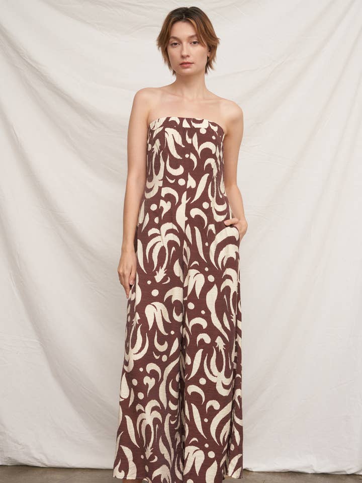 Sleeveless Printed Wide Leg Jumpsuit for wholesale by En Crème